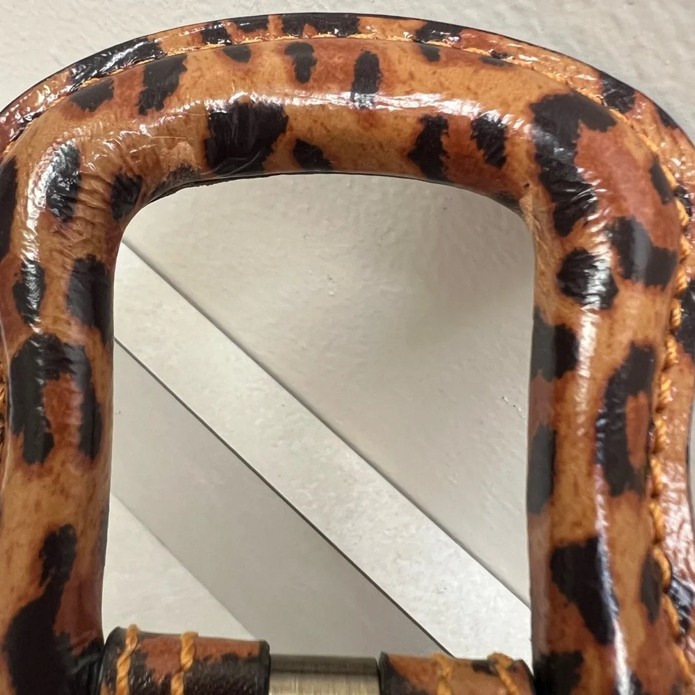 Fendi Wide Leopard Print Leather Belt Size 80/32 - Picture 10 of 13